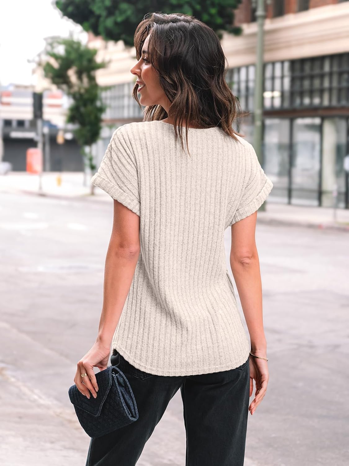 Women Shirts Summer Sweaters Regular Fit Short Sleeve Tunic Tops 2025 Dressy Casual Business Blouses